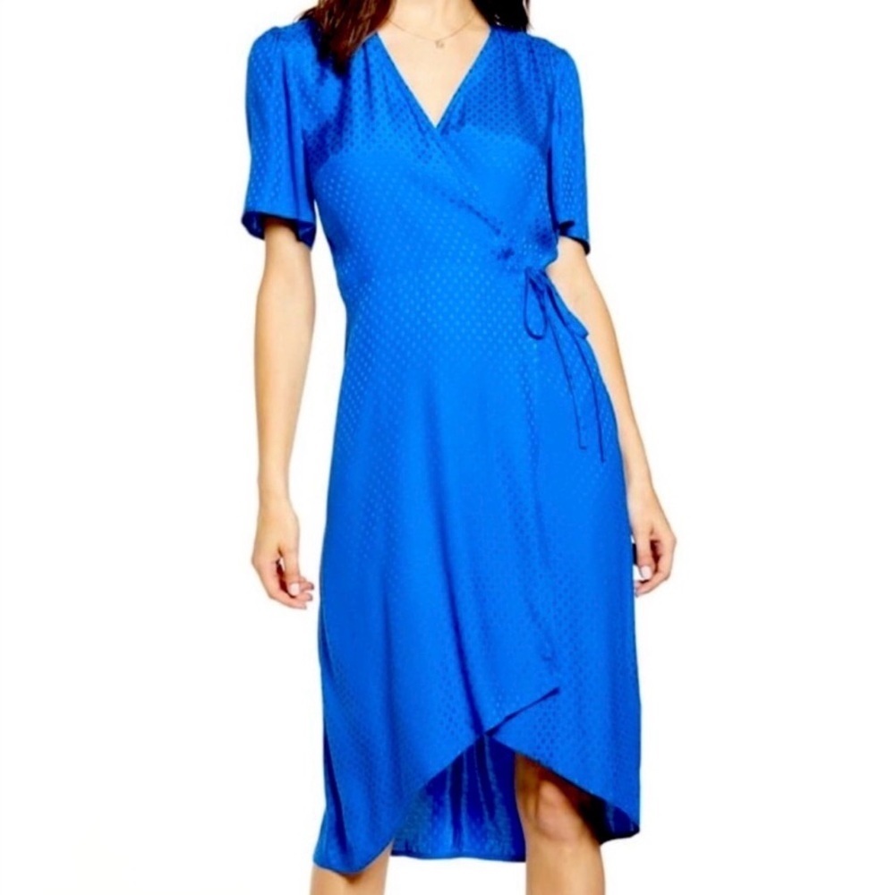 Leith wrap midi dress in royal blue. Xl NWOT